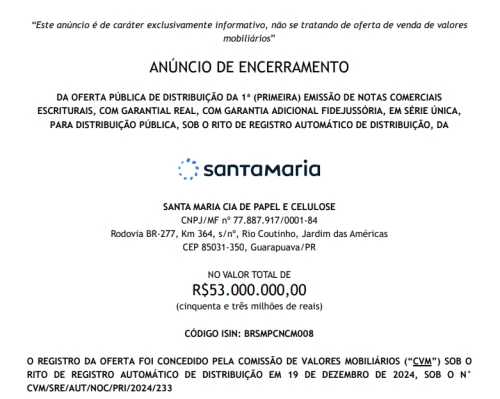 Imagem do resultado ANÚNCIO DE ENCERRAMENTO
